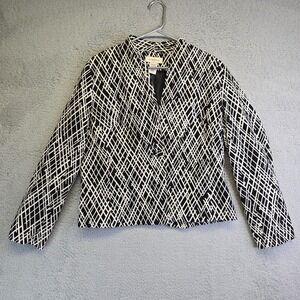 Covington Blazer Women's Large Black Beige Dark Academia Business Career Office‎